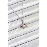 316L Çelik Zincir Gümüş Renk Pembe Taşlı Yıldız Model Kadın Kolye