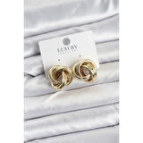 Pirinç Gold Renk Vintage Sarmal Model Kadın Küpe