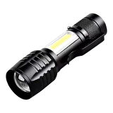 Taktik El Feneri Usb Şarj Edilebilir Kamp Feneri Cob Zumlanabilir Mini Taşınabilir El Feneri