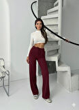 Fitilli şardonlu pantolon bordo a4058