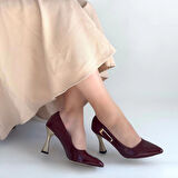 Motya Bordo Rugan Topuklu Ayakkabı