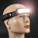 Sensörlü Far COB Led Far Şarj Edilebilir Kafa Feneri 18650 Dahili Pil Açık Hava Balıkçılık Kamp Baş Feneri Fener (5365)