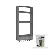 GRİ YAPIŞKANLI DUVAR ORGANİZERİ PLASTİK 3 RAF=14CM-19CM-30CM - 2 ÇEKMECE=40CM - 6 ASKI 19 PARÇA (5365)
