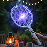 USB Şarjlı Beyaz Renk Kendiliğinden Standlı Şarj Göstergeli UV Işıklı Sinek Öldürme Raketi LTD-718 (5365)