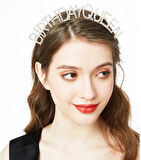 Gümüş Renk Kristal Taşlı Parlak Birthday Queen Yazılı Kraliçe Taç 16x17 cm (5365)