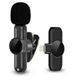 Type C Uyumlu İphone Dönüştürücülü Kablosuz Yaka Mikrofonu Android ve İphone Uyumlu Mini Mikrofon (5365)