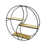 SEMBOL - YUVARLAK 3 KATLI METAL DEKORATİF DUVAR RAF 60 x 14 x 60 cm (5365)