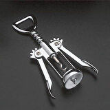 Krom Tirbuşon - 2 Fonksiyonlu Paslanmaz Metal (5365)