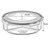 3 Bölmeli Sızdırmaz Contalı Kilitli Kapaklı 1,35 Litre yuvarlak Erzak Saklama Kabı LC-500 (5365)