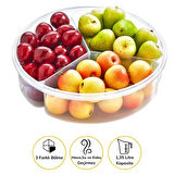 3 Bölmeli Sızdırmaz Contalı Kilitli Kapaklı 1,35 Litre yuvarlak Erzak Saklama Kabı LC-500 (5365)