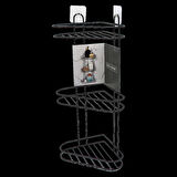 3 KATLI  SİYAH METAL KÖŞE RAFI (5365)