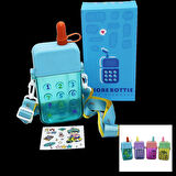 TELEFON MODELİ RENKLİ MİKA KRİSTAL SULUK MATARA PİPETLİ - VİDALI KAPAK - ASKILI 300ML (5365)