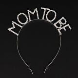 Kristal Taşlı Gümüş Renk Mom to Be Tacı Anne Tacı (5365)