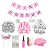 PEMBE-GÜMÜŞ DOĞUM GÜNÜ SETİ
