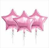 3 ADET YILDIZ FOLYO BALON  PEMBE 18 INC