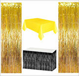 Sarı Masa Örtüsü, Siyah Masa Eteği, 2 Adet Gold Arka Fon