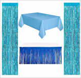 Mavi Masa Örtüsü, Lacivert Masa Eteği, 2 Adet Mavi Arka Fon