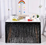Siyah Masa Örtüsü, Siyah Masa Eteği, 2 Adet Siyah Arka Fon