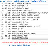 CARS TEMALI 24 KİŞİLİK FULL DOĞUM GÜNÜ SETİ
