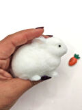 Tavşan Moj Moj Taba Squishy Havuçlu Tavşan Sıkma 7 cm Tüylü Sukuşi - Beyaz