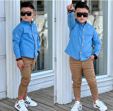 MODAVALS HAKİM YAKA DENIM GÖMLEK & GABARDİN PANTOLON ERKEK ÇOCUK 2’Li TAKIM