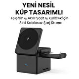 Qasul yeni nesil küp tasarımlı telefon & akıllı saat & kulaklık için 3in1 kablosuz şarj standı