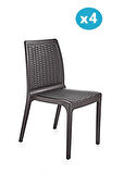 Omnipazar SY-2523 Rattan Bahçe Sandalye 4'lü Set