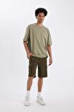 DeFacto Relax Fit Düz Paça Gabardin Bermuda Şort C5382AX24SMKH341