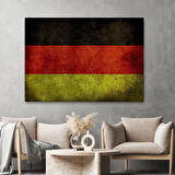 Almanya Bayrağı Rustik Kanvas Tablo, Ev ve Ofis Dekoru Tablo-5387