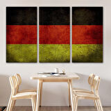 Almanya Bayrağı Rustik Kanvas Tablo, Ev ve Ofis Dekoru Tablo-5387