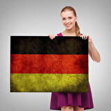 Almanya Bayrağı Rustik Kanvas Tablo, Ev ve Ofis Dekoru Tablo-5387