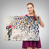 Banksy Kelebek Kanvas Tablo, Kelebek Kız İntihar Tablosu-5389