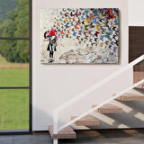 Banksy Kelebek Kanvas Tablo, Kelebek Kız İntihar Tablosu-5389