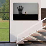 Satranç Gölgesi Taç Kanvas Duvar Sanatı, Yurt ve Ofis Dekoru-5390