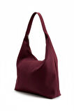 Liya Bordo Süet Örgü Desen Shopper Kadın Omuz Çantası