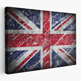 İngiltere Bayrağı Rustik Kanvas Tablo, Ev ve Ofis Dekoru-5392