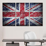 İngiltere Bayrağı Rustik Kanvas Tablo, Ev ve Ofis Dekoru-5392