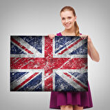 İngiltere Bayrağı Rustik Kanvas Tablo, Ev ve Ofis Dekoru-5392