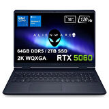 Dell Alienware 16 Aurora Intel Core 7-240H 64GB DDR5 2TB SSD RTX5060 8GB 16 inç 2K WQXGA 120Hz WVA W11 Home Gaming Laptop (AC16250-C716156Wv4)