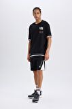 DeFactoFit NBA Brooklyn Nets Beli Bağcıklı Cepli Kısa Paça Şort C9253AX24AUBK81