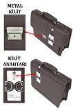 Case Club Kilit Mekanizmalı Kahverengi Laptop Evrak Çanta 15,6 İnç Omuz Askılı