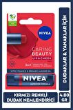 Nivea Renkli Dudak Bakım Kremi,Kırmızı,4,8gr,Nemlendirici,SPF30,Doğal Yağlar,E Vitamini,Dudak, Yanak İçin