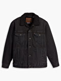 ERKEK SİYAH RELAXED FIT SHERPA TRUCKER CEKET A5784-0005