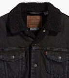 ERKEK SİYAH RELAXED FIT SHERPA TRUCKER CEKET A5784-0005