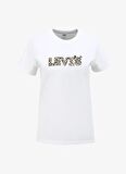 Levis Bisiklet Yaka Baskılı Beyaz Kadın T-Shirt THE PERFECT TEE HL LOGO MOSAIC ANIM