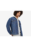 Relaxed Fit Trucker Tr Little Fighter Erkek Mavi Kot Ceket 001TP-0002