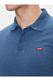 Levi's Erkek Mavi Düz Kesim Denim Polo T-shirt Housemark - 35883-0271 