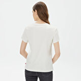 KADIN ÇÖL DESENLİ BİSİKLET YAKA T-SHİRT A2086-0381