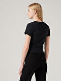 ESSENTIAL KADIN SİYAH SKİNNY T-SHİRT 005G4-0000