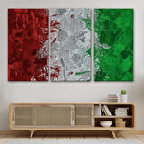 İtalya Bayrağı Kanvas Duvar Tablo, Ev ve Ofis Dekoru, Spor Kulübü, Bar Dekoru-5402